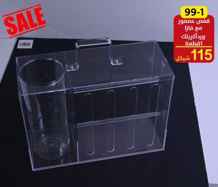 قفص عصافير مع فازا ورد أكرليك